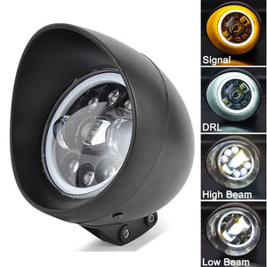Phare LED rond noir 5,75 pouces pour moto custom et Harley-Davidson - vue 10