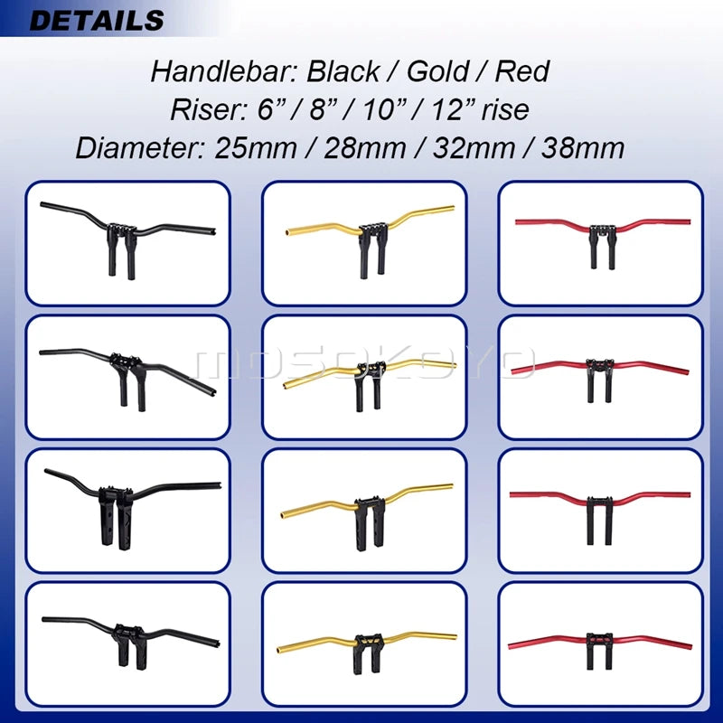 Risers pullback et guidon pour Harley Dyna Sportster Softail - vue 5