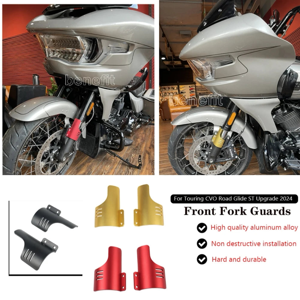 Caches de protection de fourche avant, colliers Noir/Or - Harley-Davidson CVO Road Glide 2023-2024 – photo 1/8