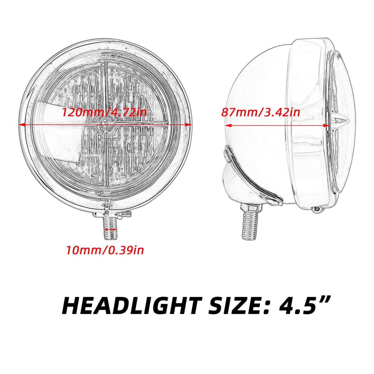 Phares additionnels LED 4,5 pouces pour Harley Softail et Road King - vue 2