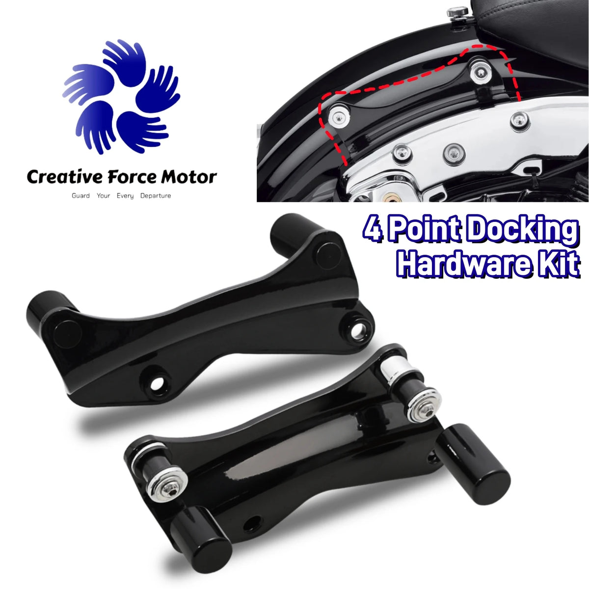 Kit de fixation amovible 4 points pour Harley Touring - vue 1