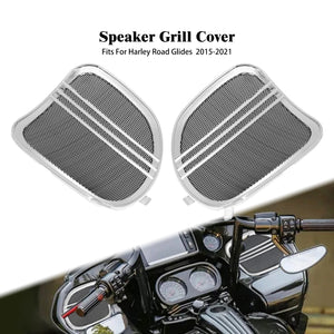Grilles de Haut-Parleurs Tri-Line Chromées/Noires - Harley-Davidson Touring Road Glide FLTRX 2015-2023 – photo 8/8