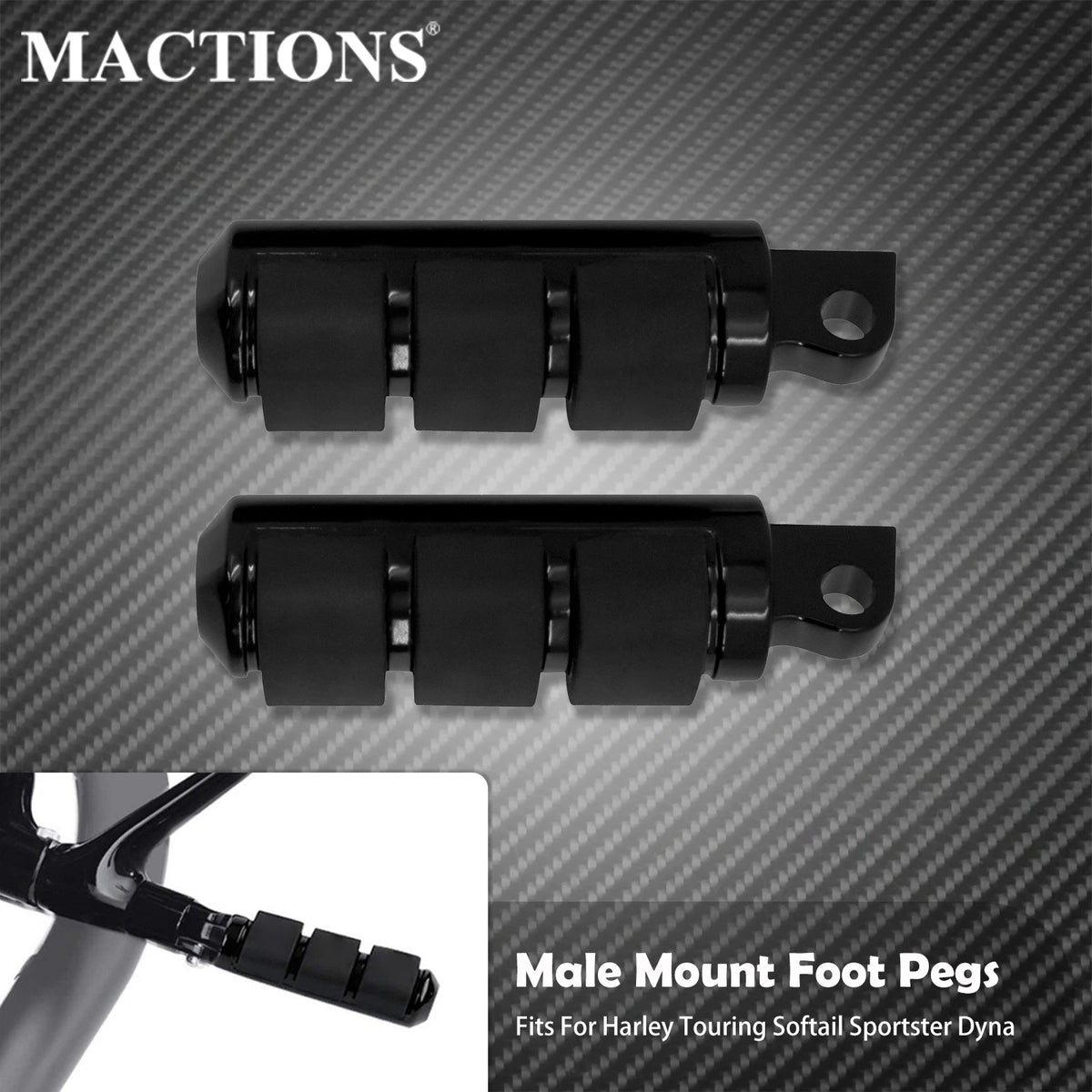Repose-pieds Caoutchoutés Universels - Harley-Davidson (Multi-Modèles 1984-2025, Fixation Mâle) – photo 1/6