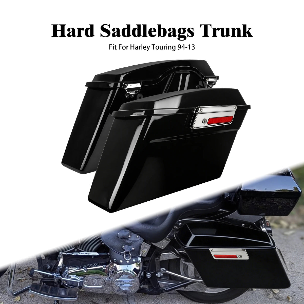 Paire de sacoches rigides noires verrouillables pour Harley-Davidson Touring - vue 8