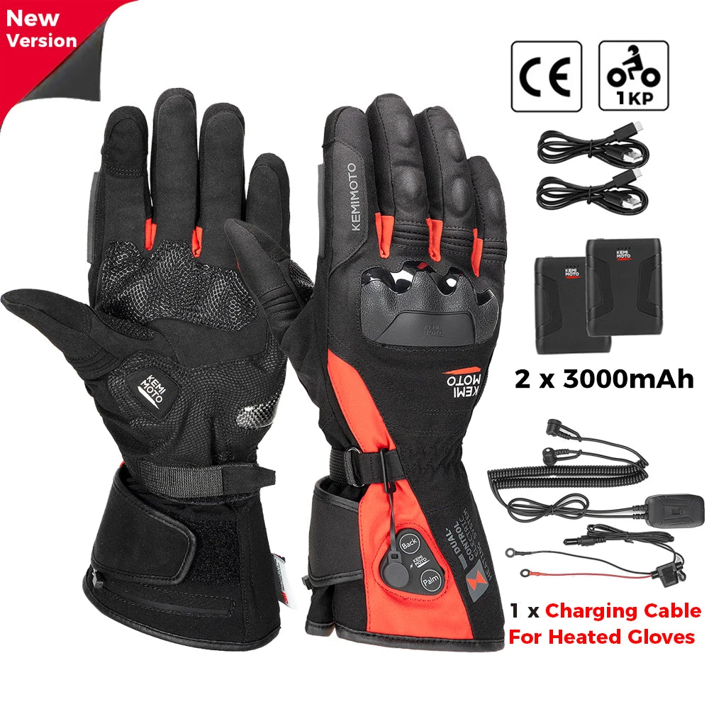 Gants moto chauffants noirs - vue sur main - vue 9