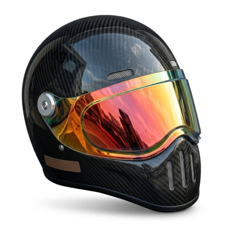 Casque moto intégral noir en fibre de carbone - vue de profil - vue 1