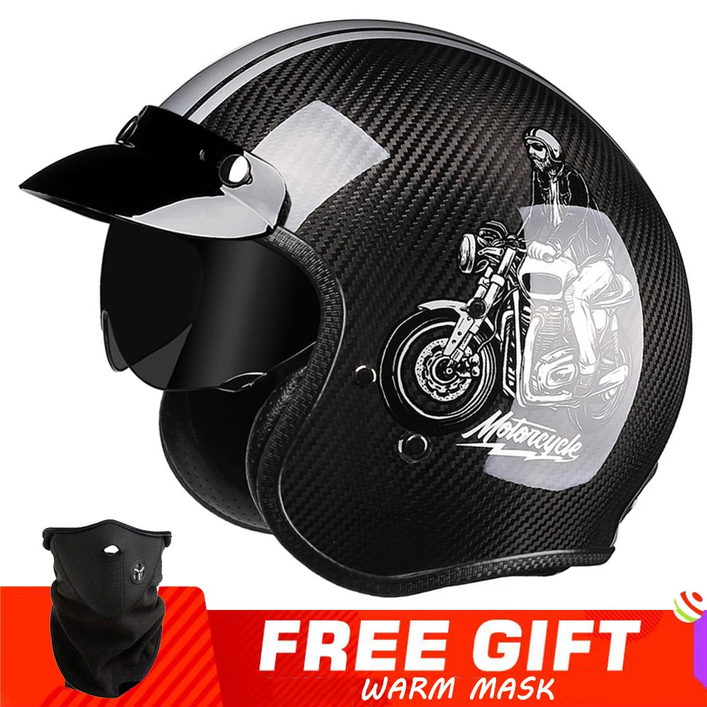 Casque moto jet carbone - vue trois-quarts - vue 7