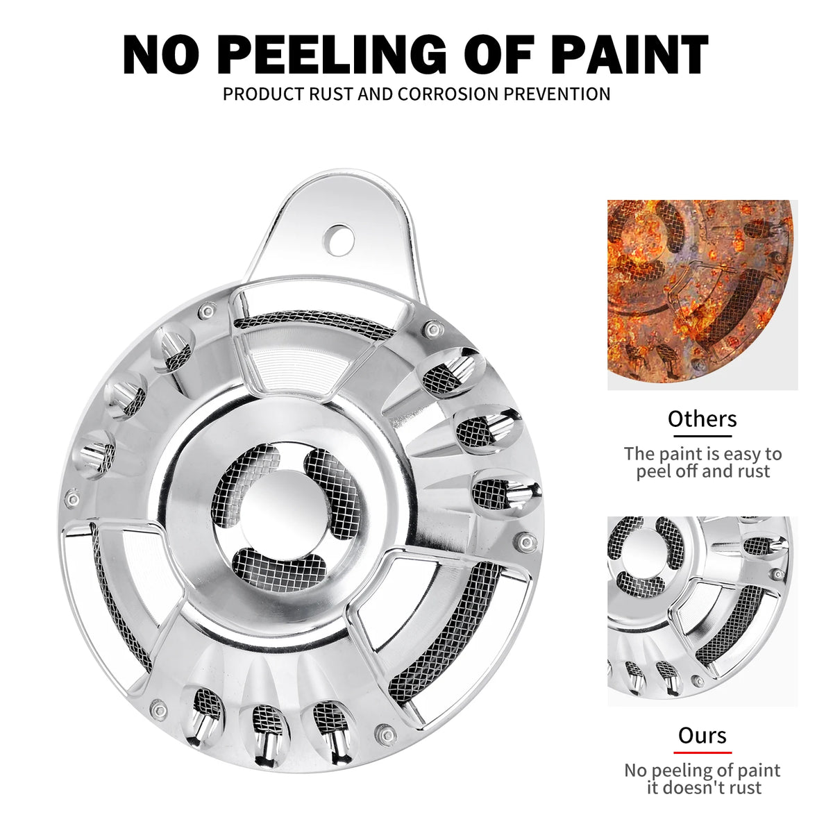 Cache klaxon CNC noir/chrome pour Harley-Davidson Big Twin (Evo/Twin Cam/M8) 1991 et plus, Sportster 2007 et plus – photo 5/7