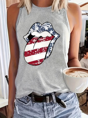 Débardeur Femme Imprimé Drapeau USA Léopard - vue 2