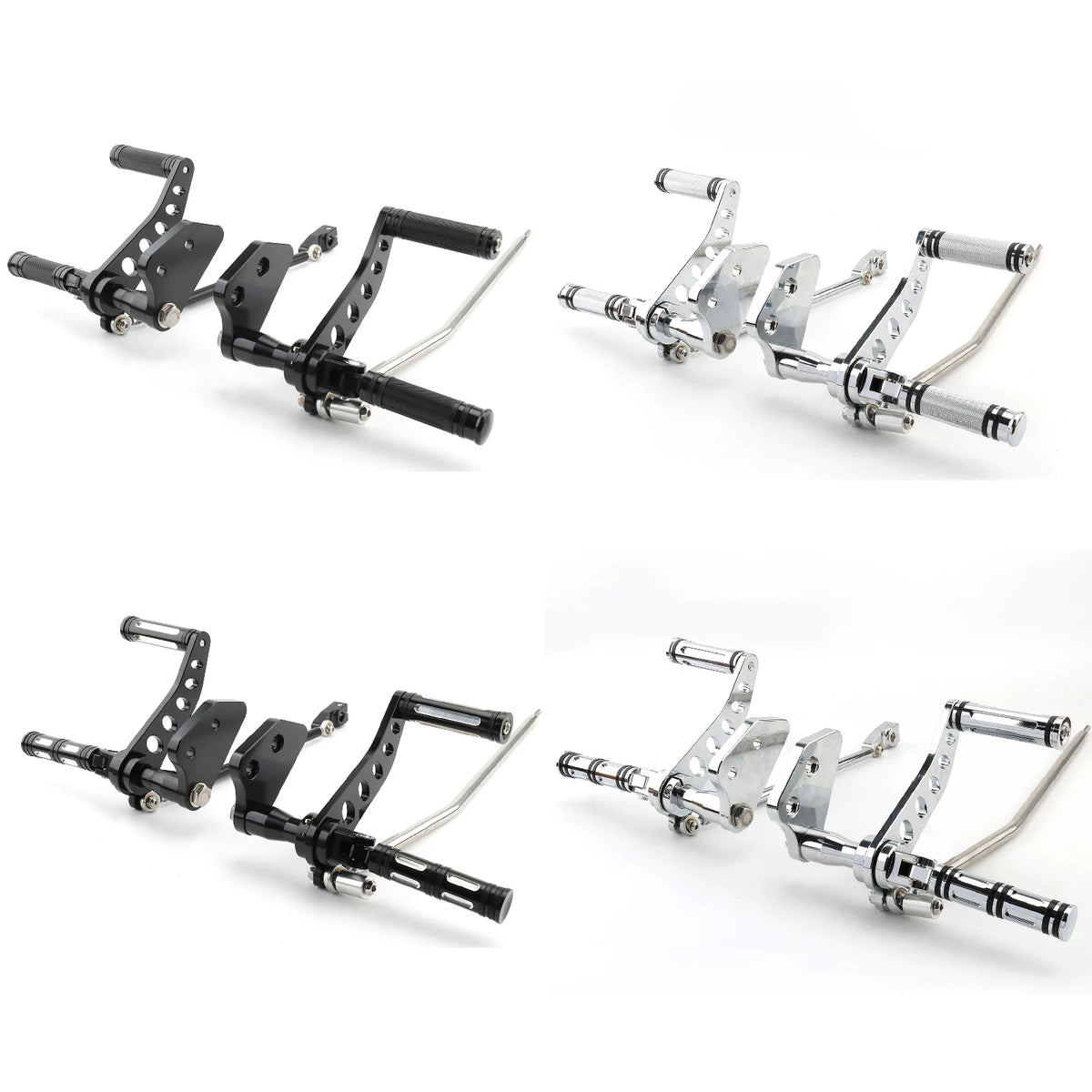 Kit commandes avancées, repose-pieds chrome et noir en aluminium pour Harley-Davidson Dyna Street Bob FXDB 2006-2017, Super Glide 2000-2015 FXDF – photo 1/10