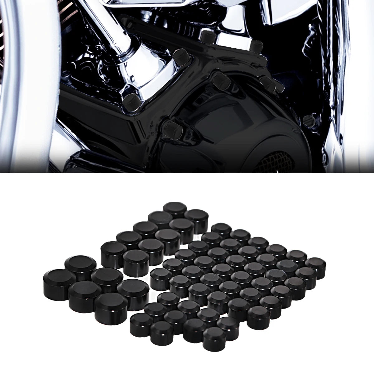 Kit de 62 caches de vis moteur pour Harley Touring Softail - vue 7