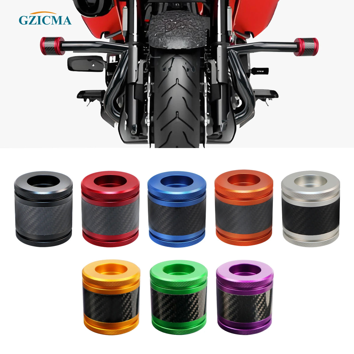 Embouts colorés de barre de protection moteur en aluminium - vue 1
