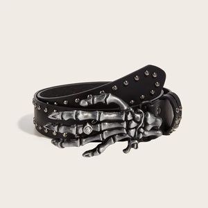 Ceinture punk boucle main de squelette et rivets - vue 9