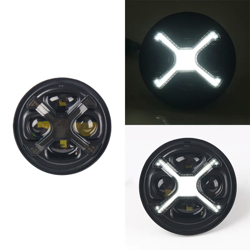 Phare LED style X 5,75 pouces avec feu de jour ambre pour moto rétro Harley Sportster et Scout - vue 20