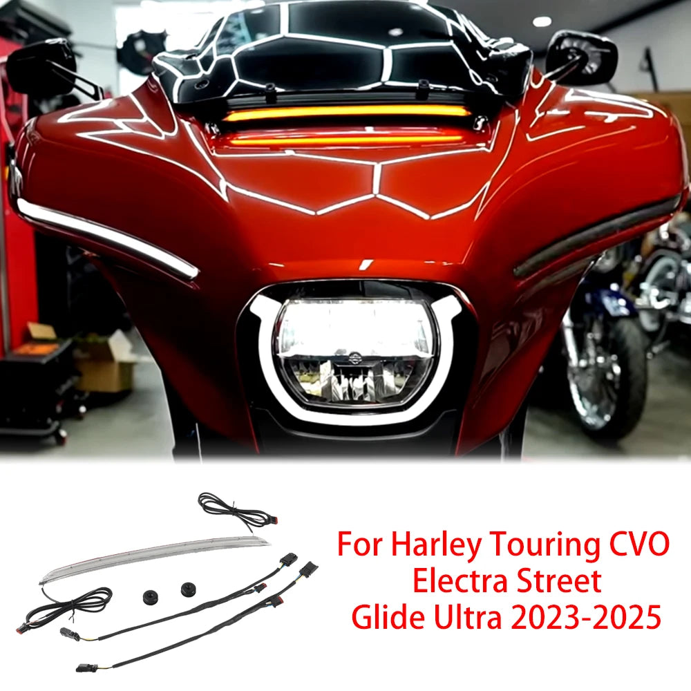 Feu de grille de pare-brise LED avec veilleuse et clignotant pour Harley Touring CVO Electra/Street Glide Ultra - vue 1
