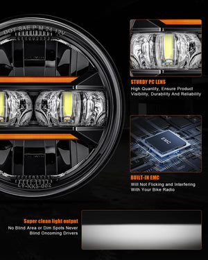 Phare LED 5,75 pouces pour Harley Sportster Dyna - vue 2