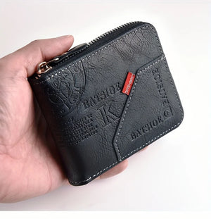 Portefeuille noir en cuir PU à fermeture zippée - vue 7