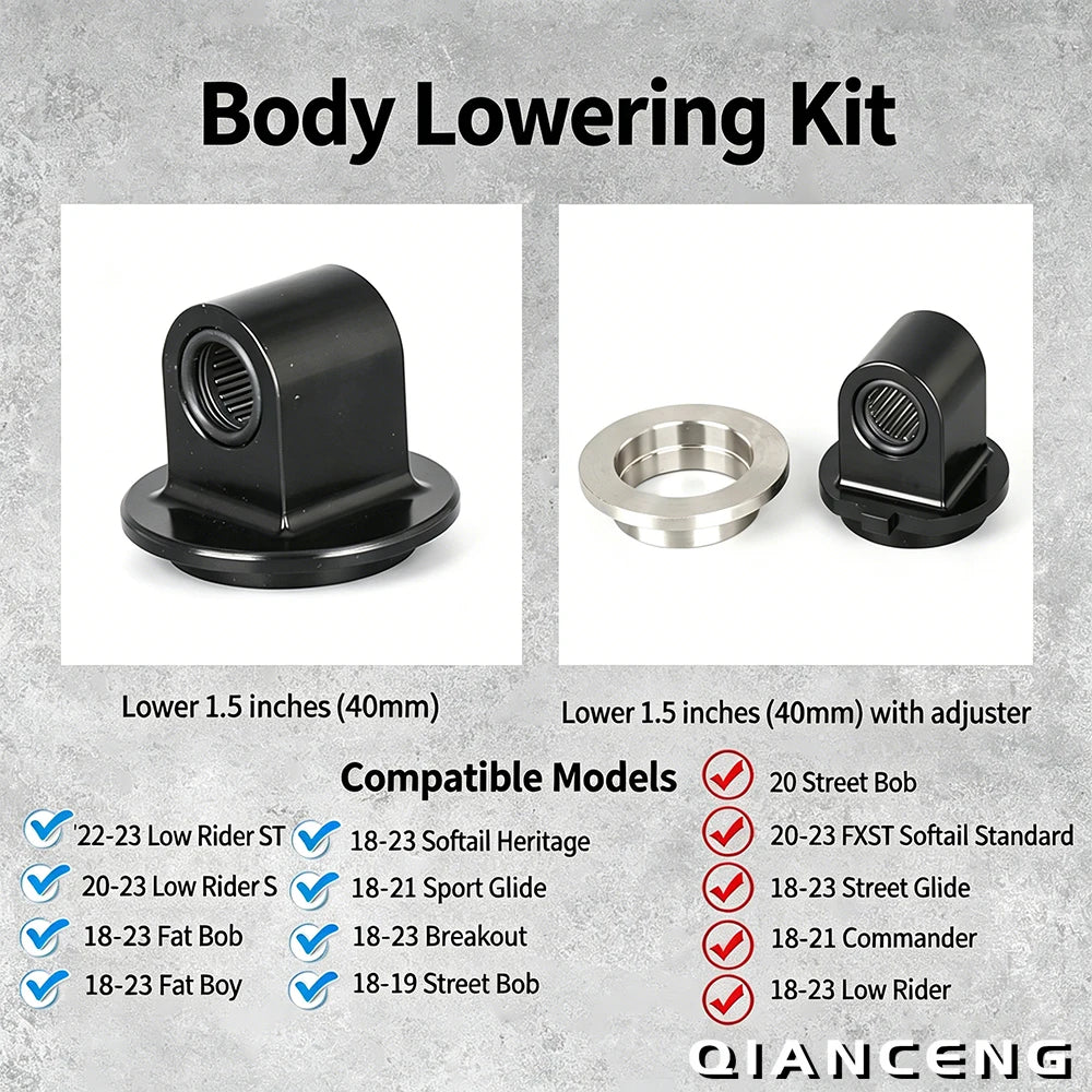 Kit d'abaissement d'amortisseur noir pour Harley M8 Softail Low Rider S FXBR, FXLRS, FLHC, FLFBS, FXFBS (avec réglage à distance)