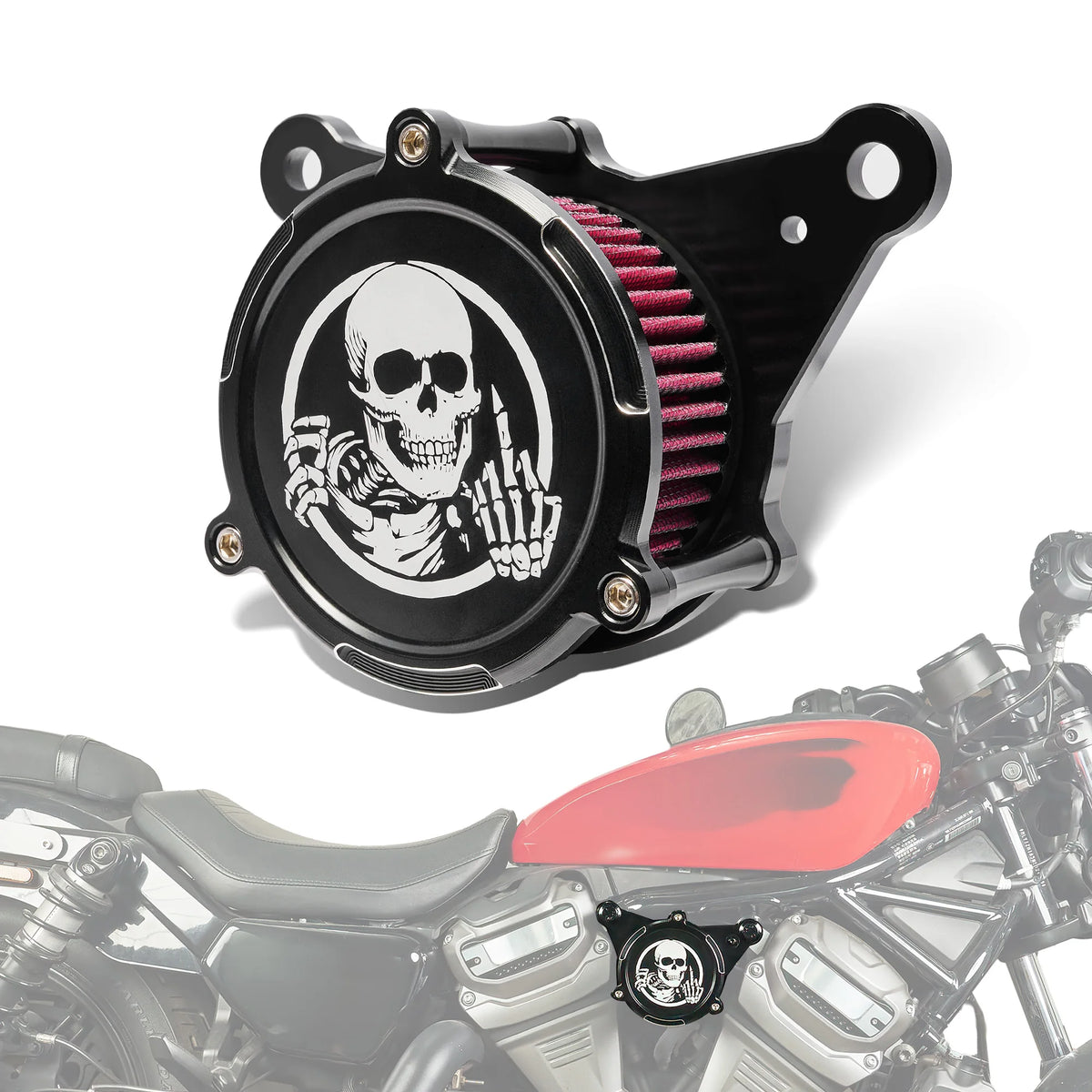 Kit filtre à air complet tête de mort pour Harley Sportster Nightster RH975 - vue 1