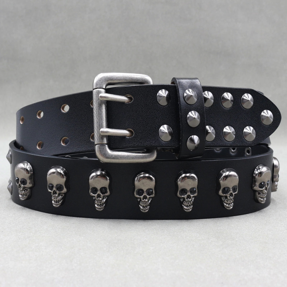Ceinture en cuir véritable cloutée style rock - vue 6