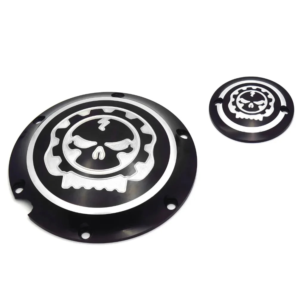 Derby cover et cache d'allumage tête de mort pour Harley Sportster - vue 2