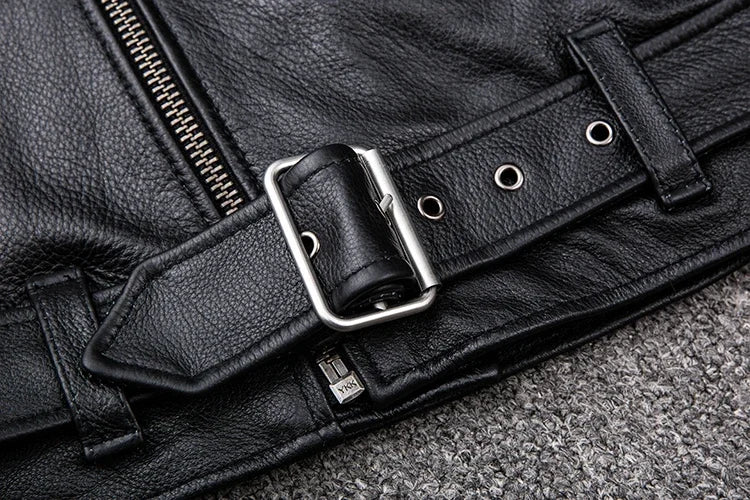 Blouson en cuir moto homme zip asymétrique - vue - vue 6