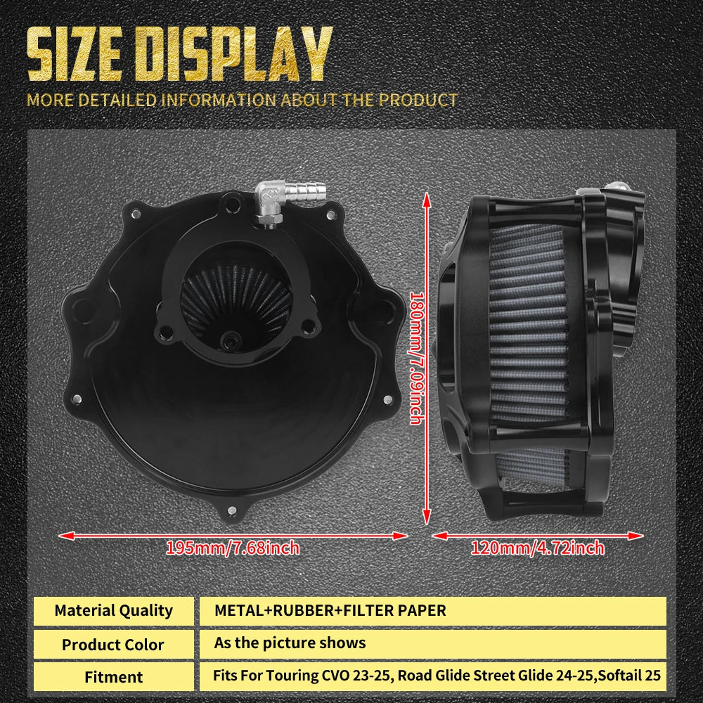 Filtre à air intake pour Harley-Davidson Softail 2025-2026 et Touring CVO, Road Glide, Street Glide 2023-2026 – photo 6/19