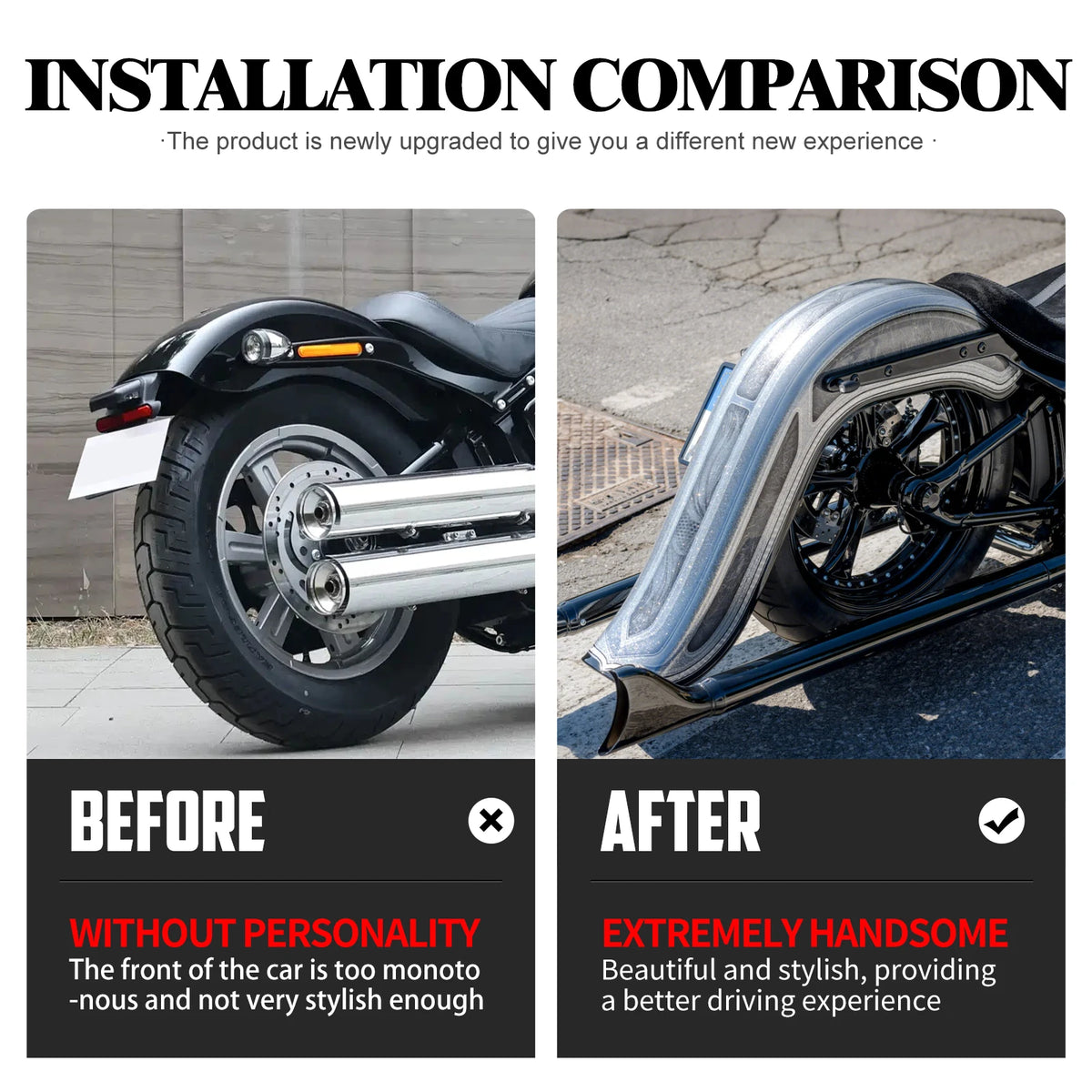 Garde-boue Arrière Rallongé en Acier (Non Peint) - Harley-Davidson Softail 1986-2017 – photo 2/6