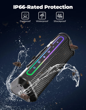 Haut-parleur moto étanche avec lecteur audio USB/AUX et éclairage LED d'ambiance - support 360° universel - vue 3