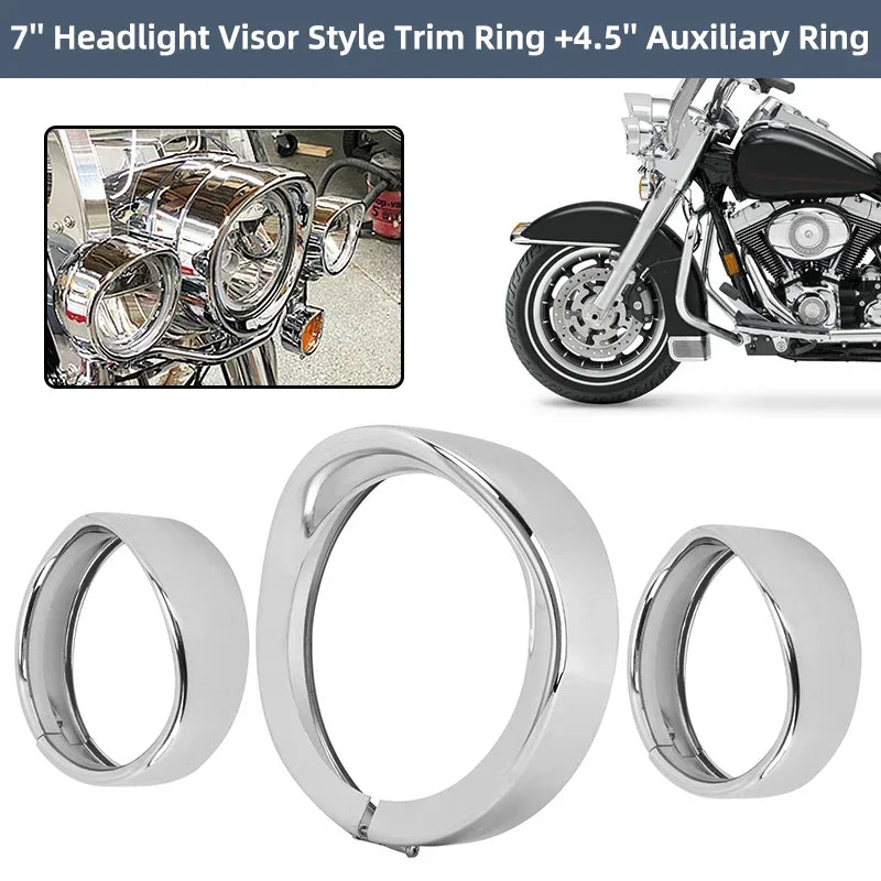 Cerclage de phare chromé pour Harley Touring - vue 3