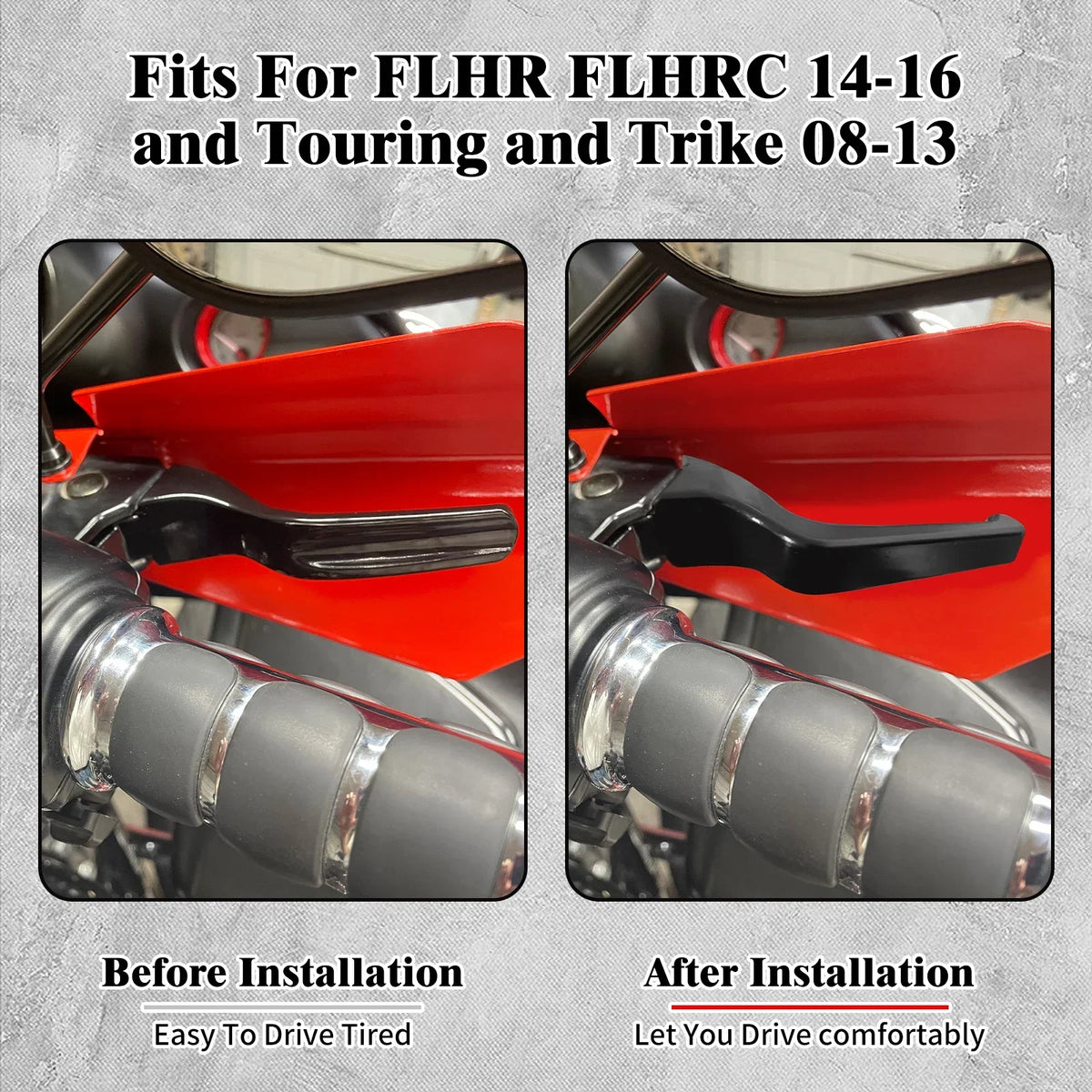 Leviers de Frein et Embrayage Courts CNC 3 Doigts - Harley-Davidson Touring 2008-2013 et FLHR/FLHRC 2014-2016 – photo 2/8