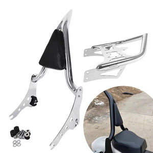 Dossier passager sissy-bar amovible avec porte-bagages pour Harley Softail - vue 1