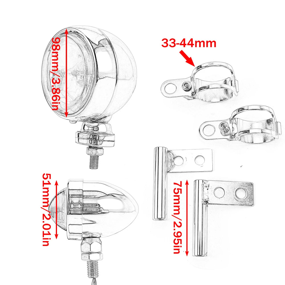 Kit phares additionnels chromés avec clignotants pour Harley - vue 6