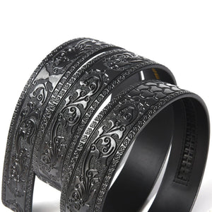Ceinture en cuir noir à boucle automatique - vue 3