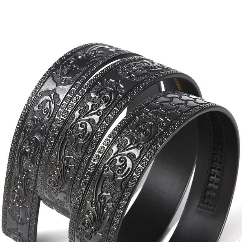 Ceinture en cuir noir à boucle automatique - vue 3