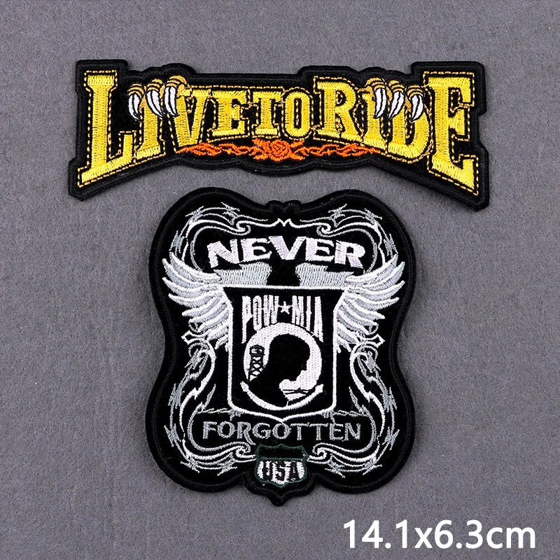 Écusson brodé Live To Ride motard punk à coudre ou repasser sur veste - vue 28