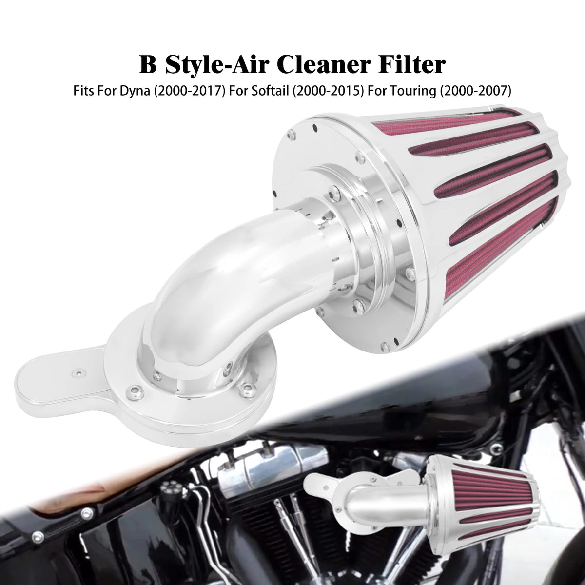 Filtre à air CNC chromé pour Harley-Davidson - vue 7