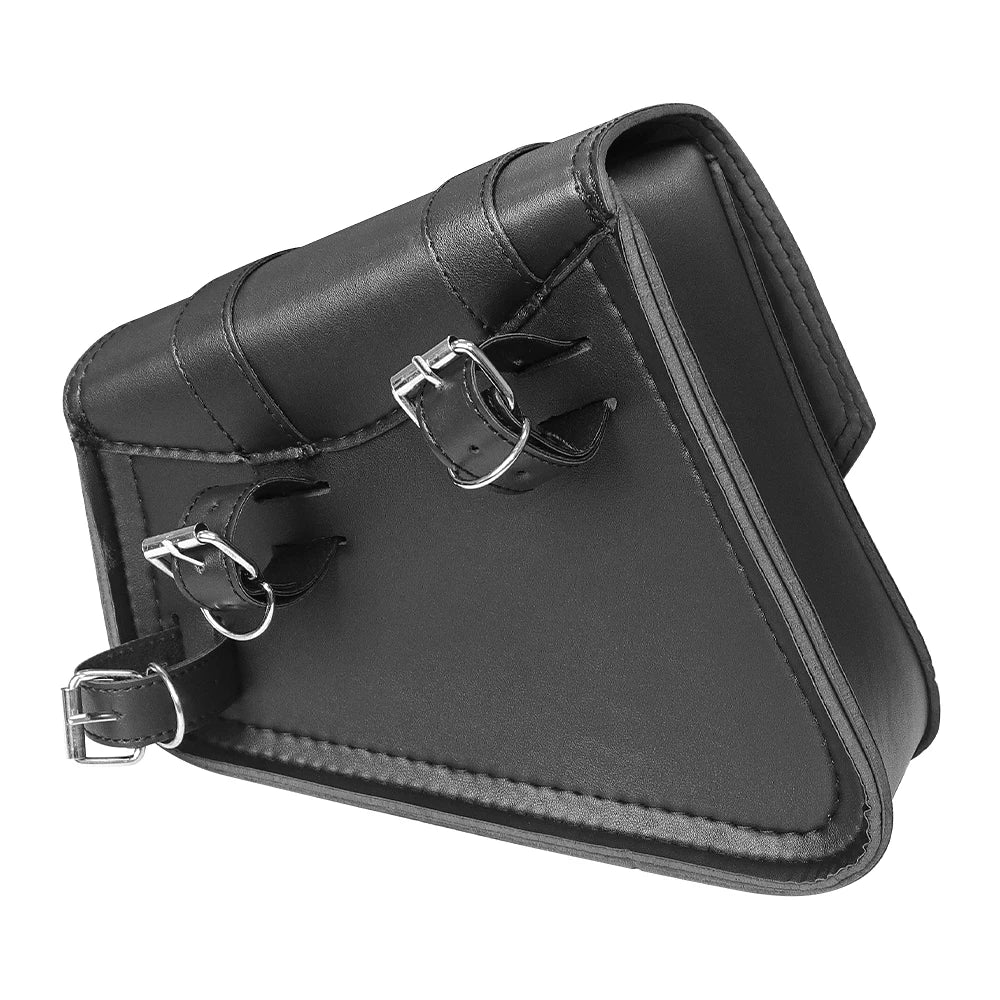 Sacoche latérale en cuir PU noir pour bras oscillant de moto custom - vue 4