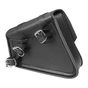 Sacoche latérale en cuir PU noir pour bras oscillant de moto custom - vue 4