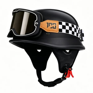 Casque moto demi-jet vintage simili cuir - vue produit - vue 1