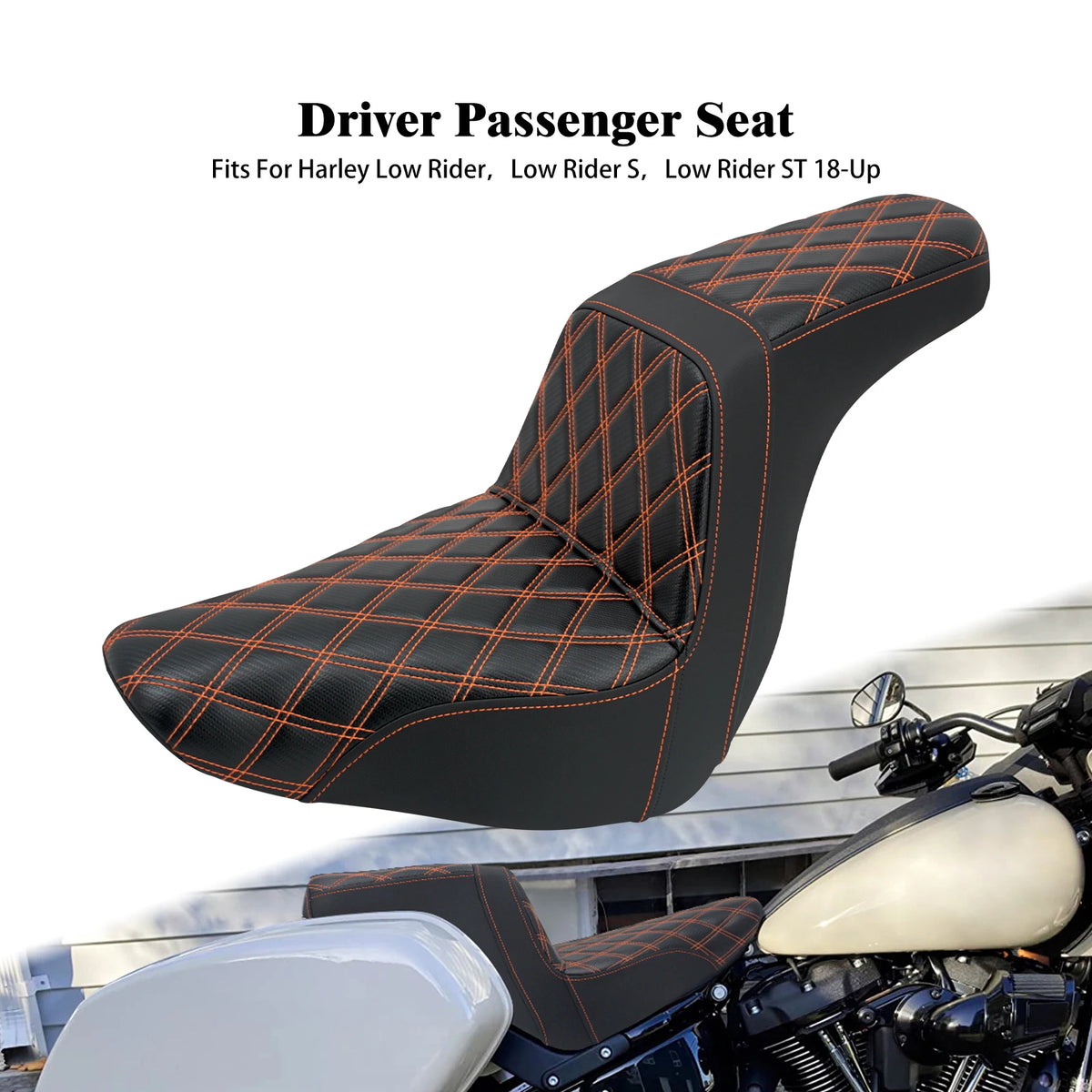 Selle biplace noire en cuir microfibre pour Harley-Davidson Softail - vue 8