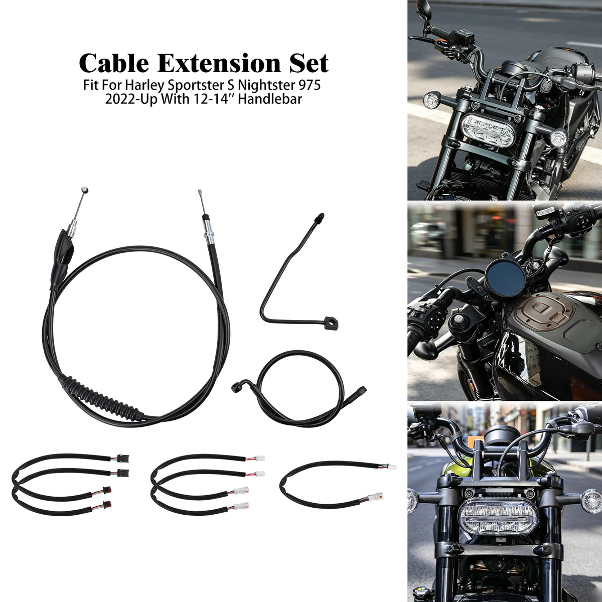 Kit d'extension de guidon 9-14" (câble d'embrayage et durite de frein) pour Harley-Davidson Sportster S et Nightster