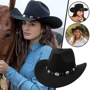 Chapeau cowboy femme - bord roulé et boucle western - vue 3