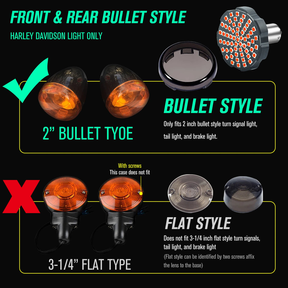Inserts LED de clignotants pour Harley Touring Softail Dyna - vue 3