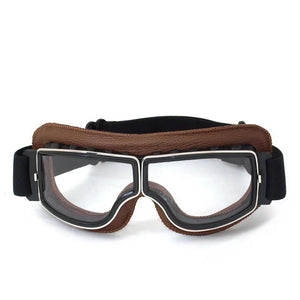 Lunettes de Moto Rétro Pliables en Cuir - Anti-Vent et Anti-Poussière - vue 11