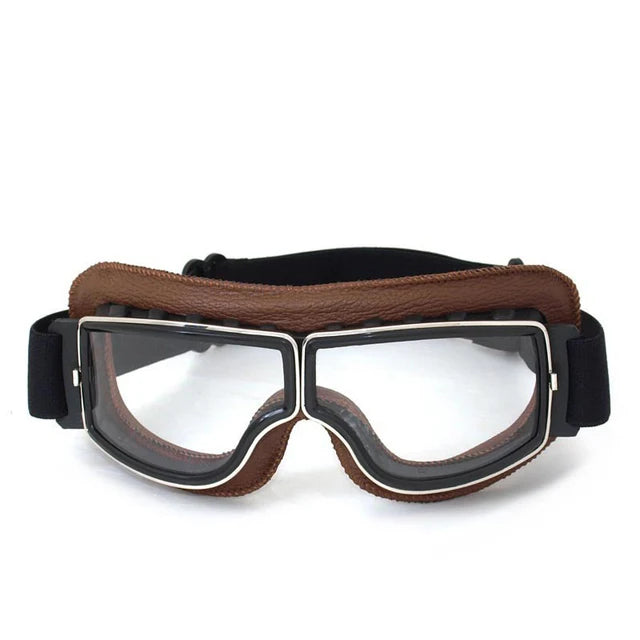 Lunettes de Moto Rétro Pliables en Cuir - Anti-Vent et Anti-Poussière - vue 11
