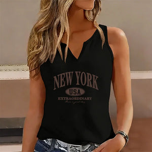 Débardeur Femme Col V Imprimé New York Casual - vue 5