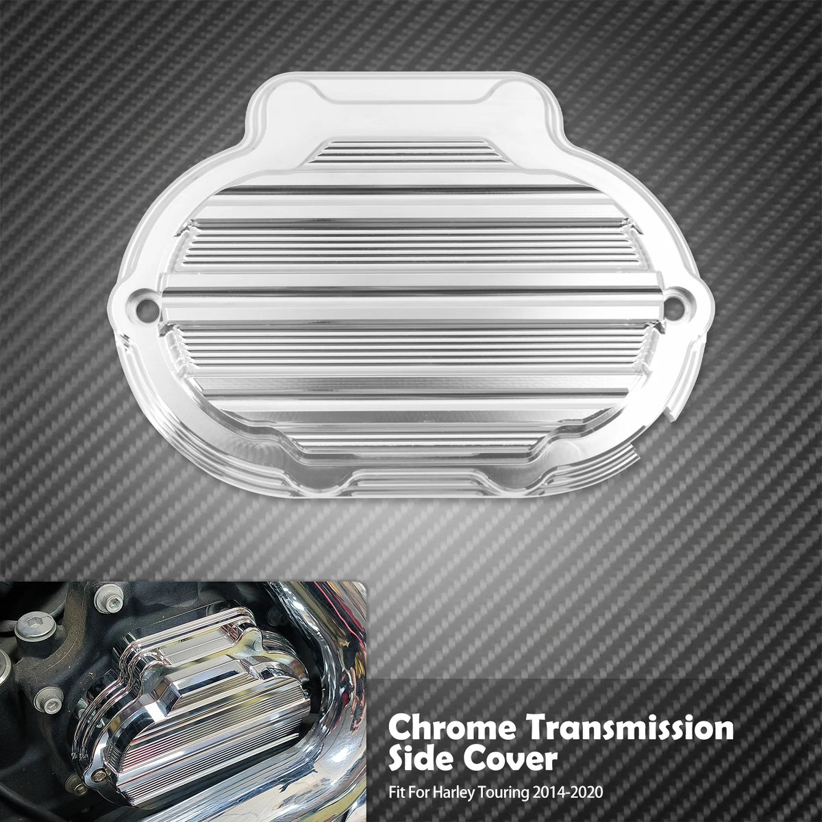 Cache latéral de boîte de vitesses CNC noir/chrome pour Harley-Davidson Touring 2014-2020 – photo 8/8