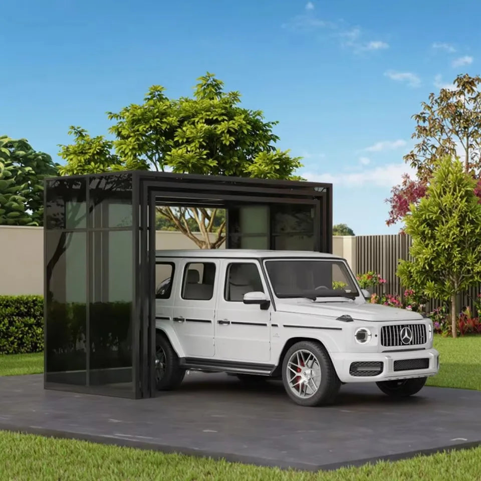 Abri de voiture pliable moderne en aluminium pour jardin - vue 7