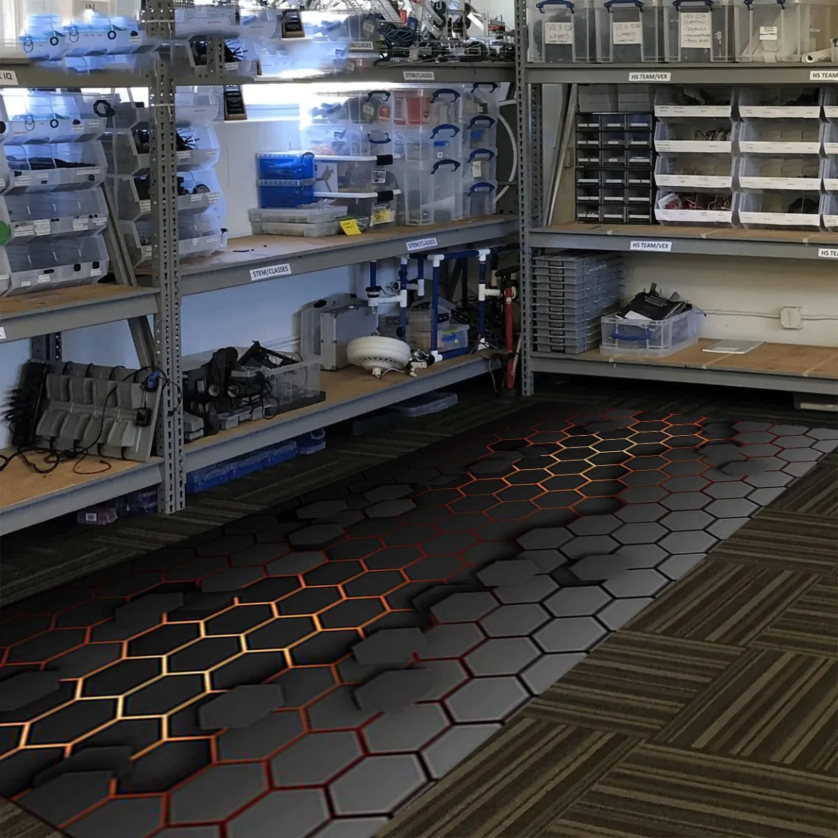 Tapis moto nid d'abeille 3D antidérapant, absorbant, style cyber – photo 1/6